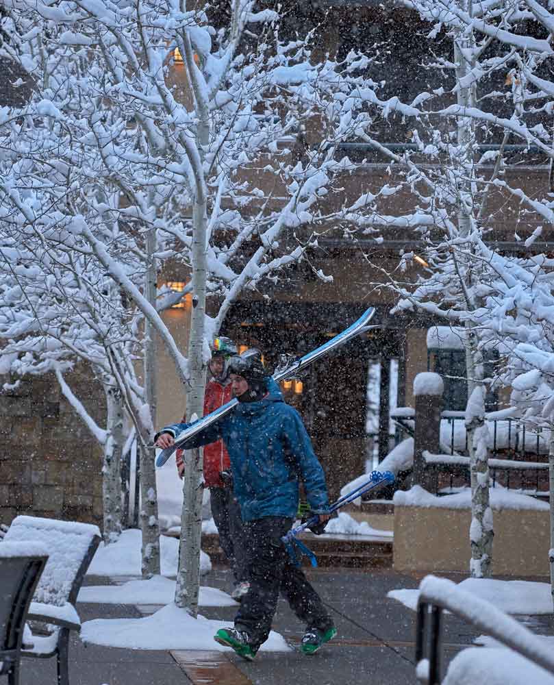 Exterior of Aspen Square in the winter