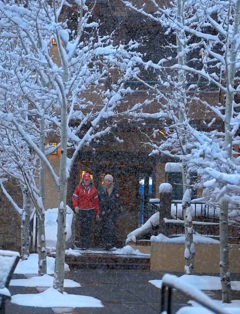 Exterior of Aspen Square in the winter