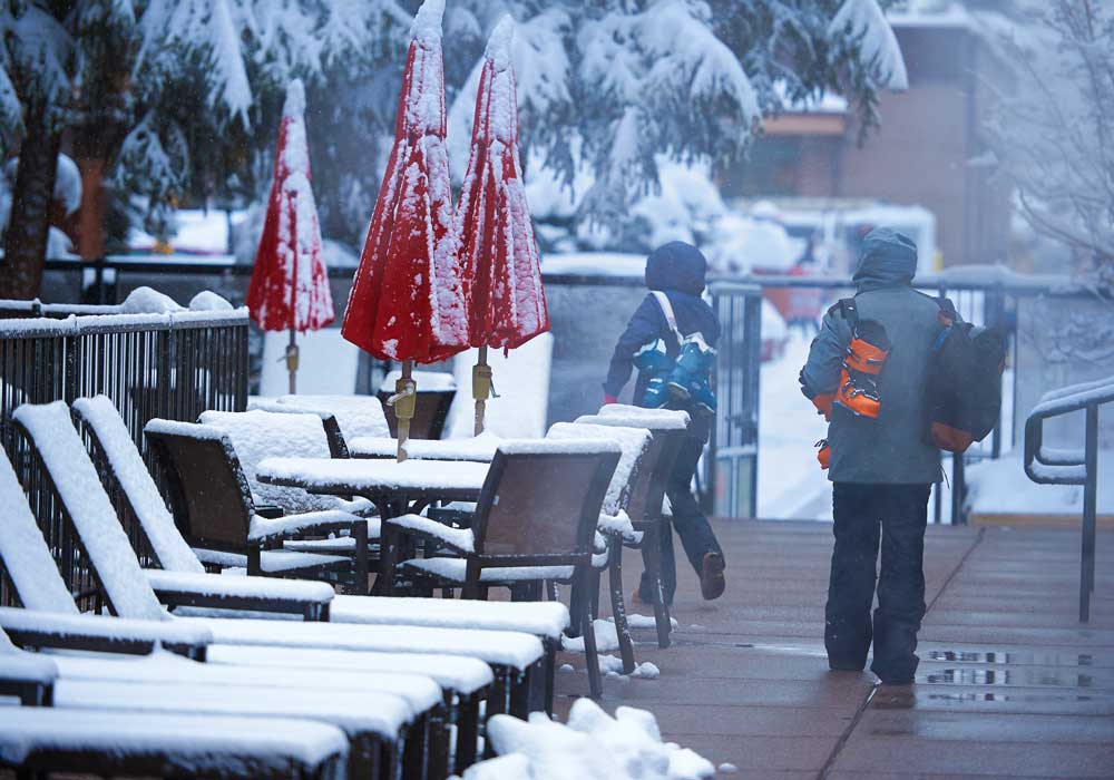 Exterior of Aspen Square in the winter