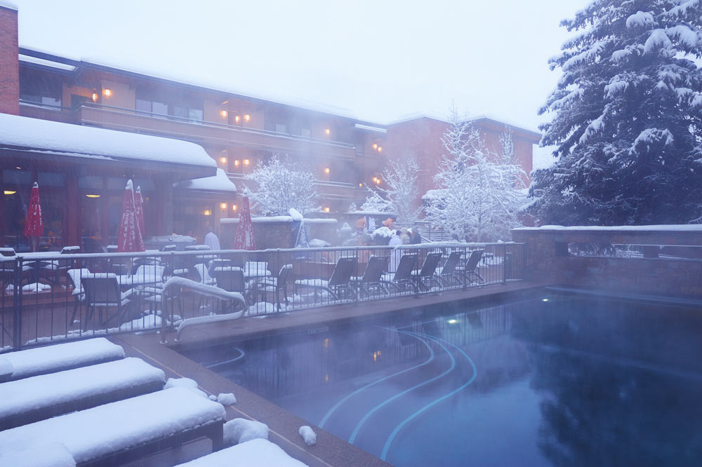 Exterior of Aspen Square in the winter