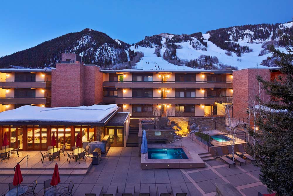 Exterior of Aspen Square in the winter