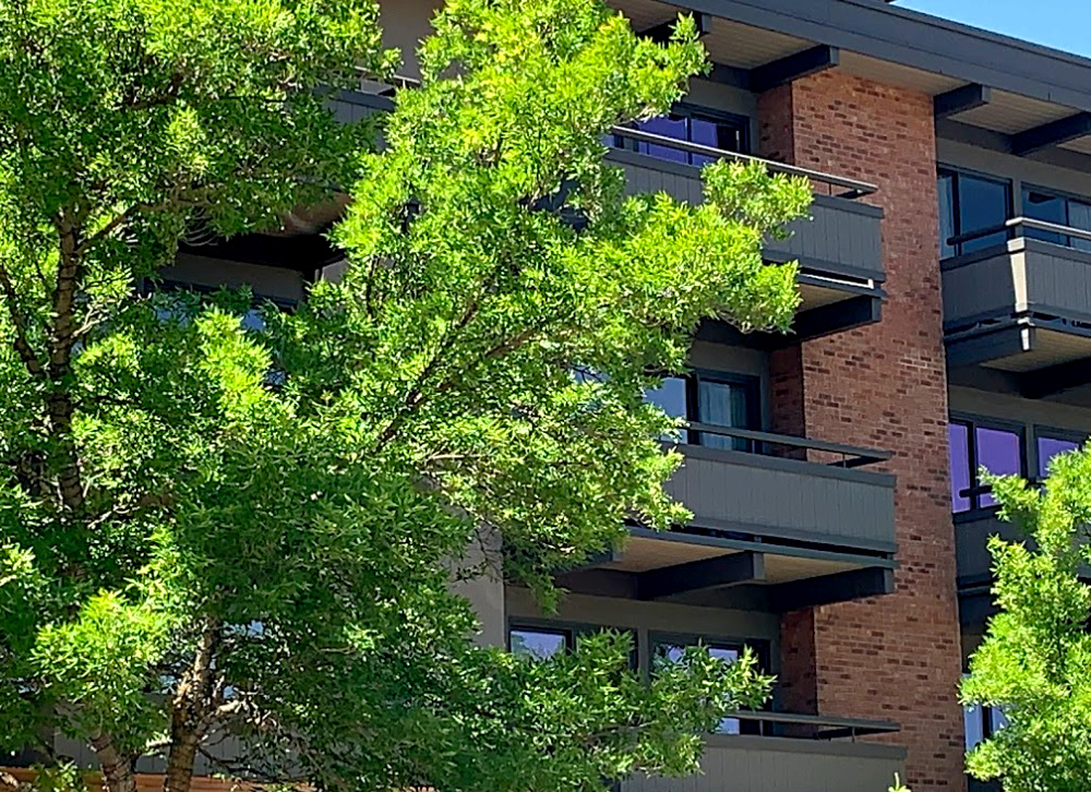 Exterior of Aspen Square in the summer