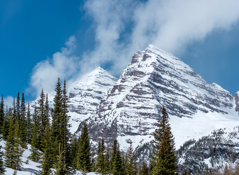 Maroon Bells in Aspen, CO in the spring