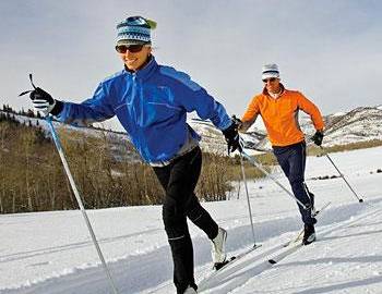 Two cross country skiers in the winter