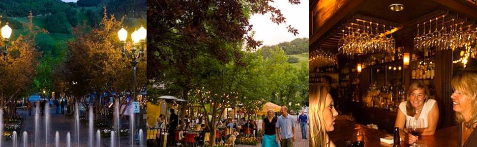 A series of three images depicting scenes at Aspen restaurants