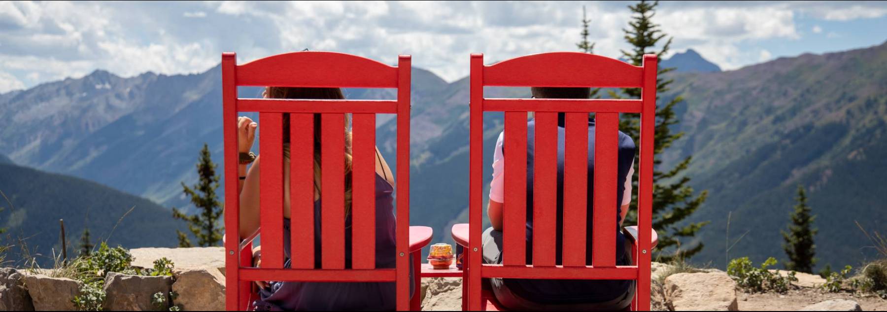 Aspen Mountain Viewing on Red Chairs