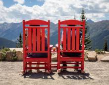 Aspen Mountain Viewing on Red Chairs
