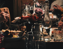 Restaurant table of dishes