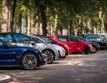 Cars parked on side of road