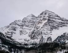 Maroon Bells with snow on them