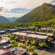 Exterior of Aspen Square in the summer